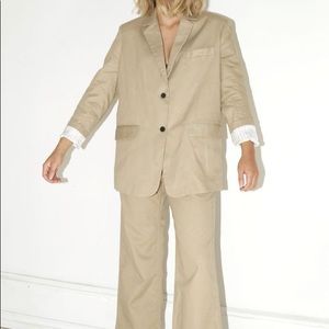 Caron Callahan tan oversized blazer